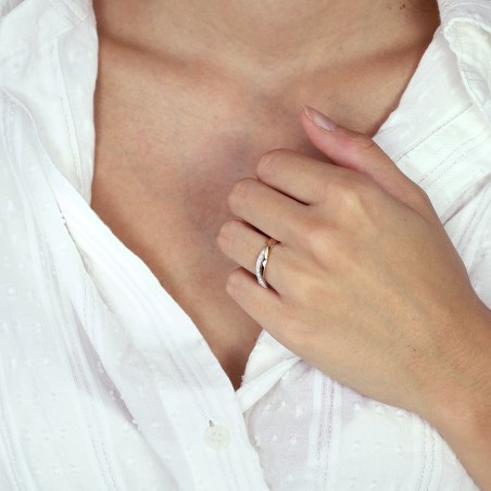 Bague femme alliance  or 750/1000 bicolore et diamants edo3r003xb4.750mil – bagues de mariage