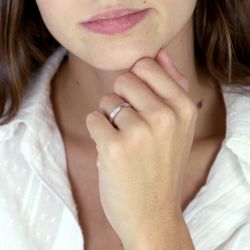 Bague mixte alliance ciselée or 750/1000 blanc - alliances - edora - 2