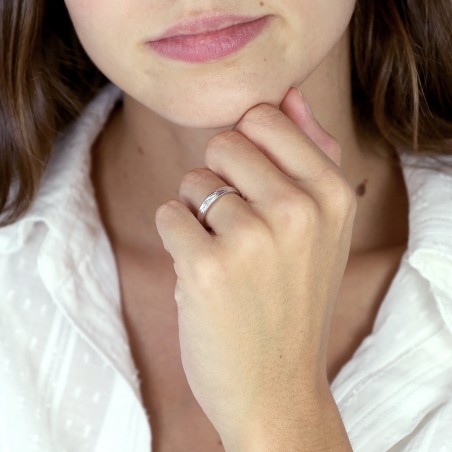 Bague mixte alliance ciselée or 750/1000 blanc edo3y012g35_750mill – bagues de mariage