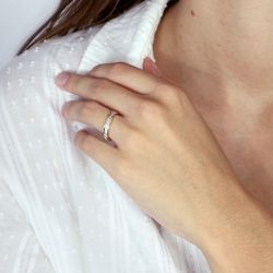 Bague mixte alliance diamantée or 750/1000 bicolore - alliances - edora - 2