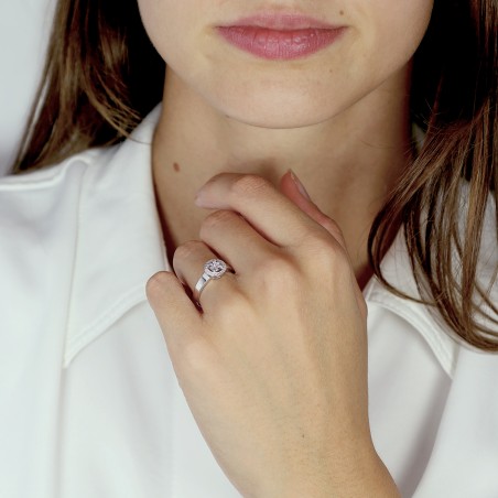 Bague femme multi-pierres or 375/1000 blanc et diamants – toutes nos bagues femme