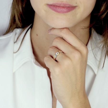 Bague femme torsadée or 375/1000 bicolore – toutes nos bagues femme