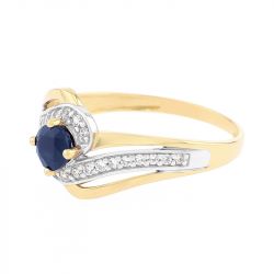 Bague femme edora or 375/1000 bicolore et saphir edo09pe56bsz - bagues-femmes - edora - 1