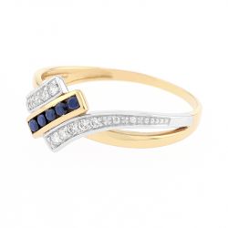 Bague femme edora or 375/1000 bicolore et saphirs edo09pf89bsz - bagues-femmes - edora - 1