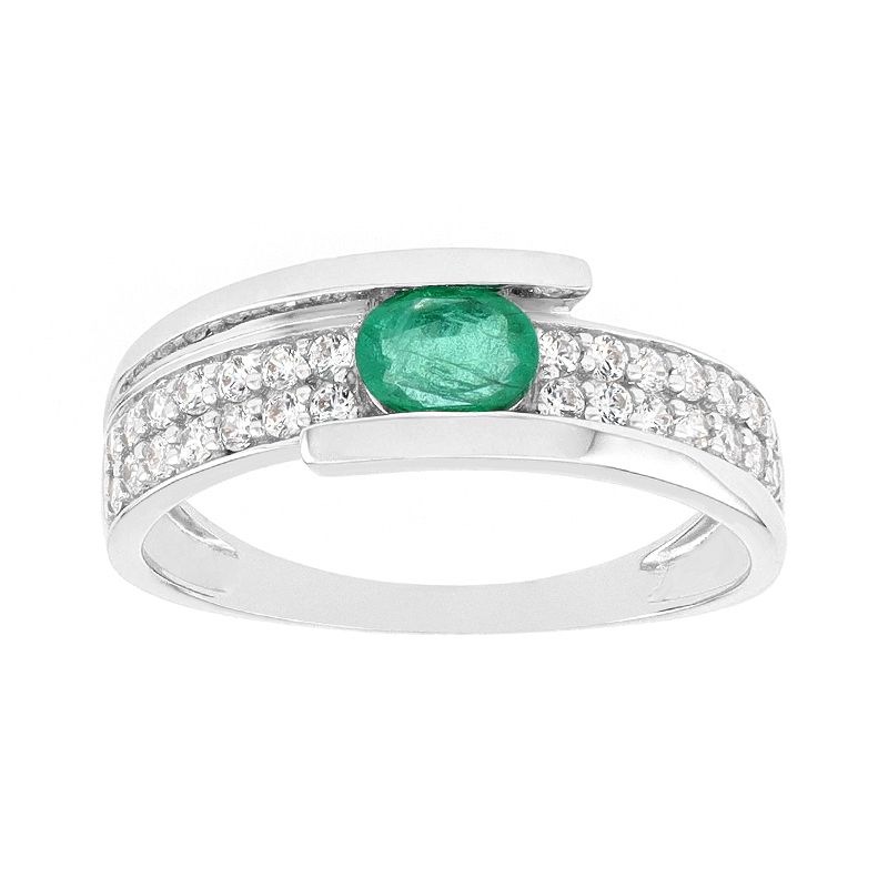 Bague femme edora or 375/1000 blanc et emeraude edo09pf93gez - bagues-femmes - edora