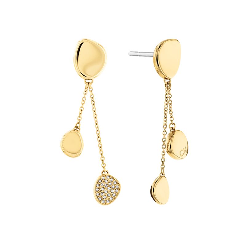 Boucles d'oreilles femme pendantes sculptural calvin klein acier doré  - boucles-d-oreilles-femme - edora