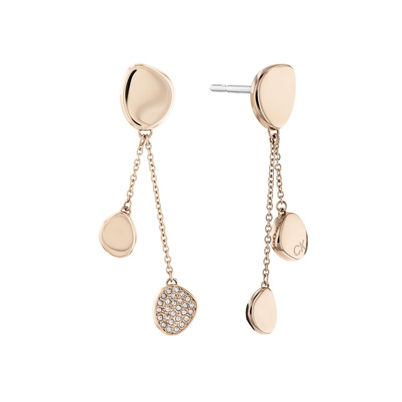 Boucles d'oreilles femme pendantes sculptural calvin klein acier doré rose 
 - boucles-d-oreilles-femme - edora