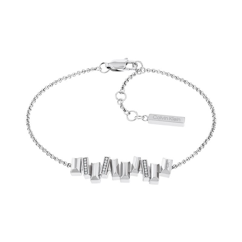 Bracelet femme sculptural calvin klein acier argenté et cristaux - bracelets-femme - edora