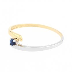 Bague femme solitaire or 375/1000 bicolore et saphir - bagues-femmes - edora - 1