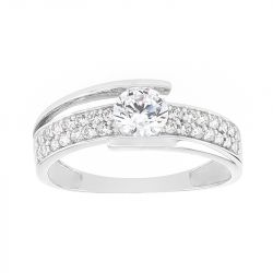Bague femme or 375/1000 blanc et oxydes - bagues-femmes - edora - 0