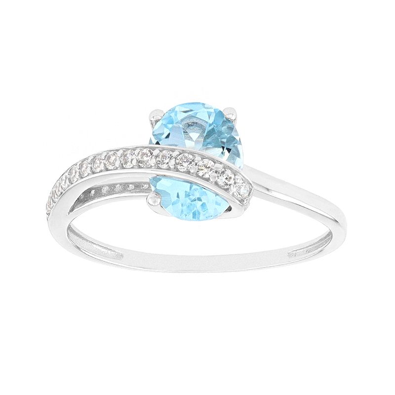 Bague femme or 375/1000 blanc et topaze - bagues-femmes - edora Bague femme or 375/1000 blanc et topaze - bagues-femmes - edora