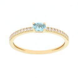 Bague femme solitaire accompagné or 375/1000 jaune et topaze - bagues-femmes - edora - 0