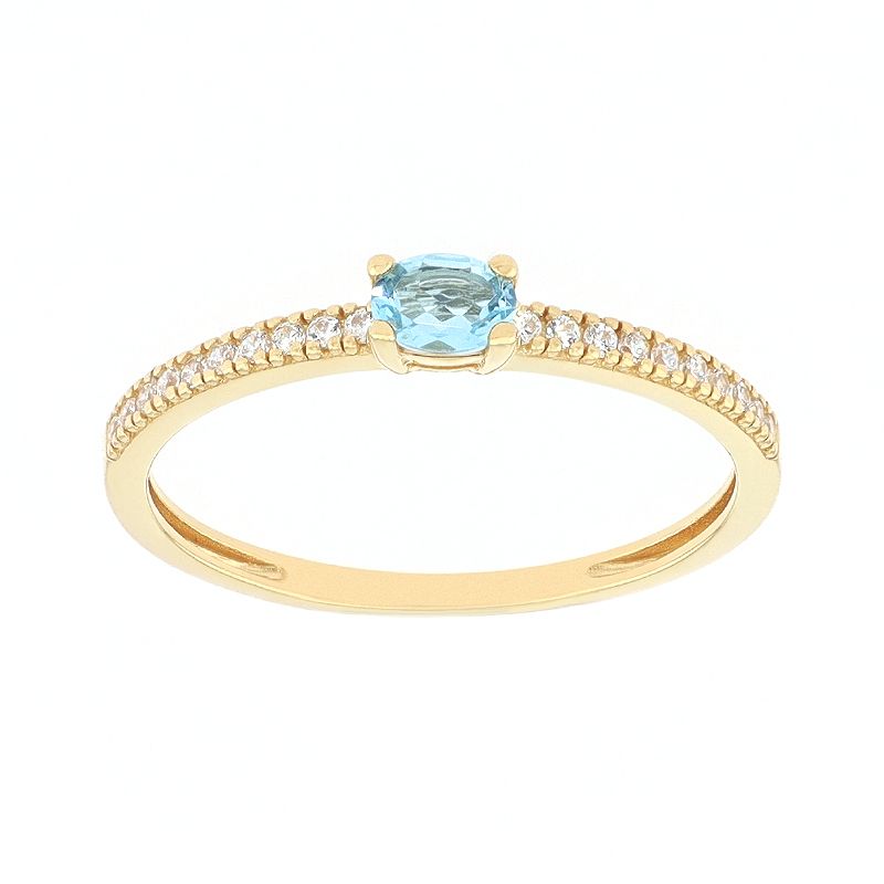 Bague femme solitaire accompagné or 375/1000 jaune et topaze - bagues-femmes - edora