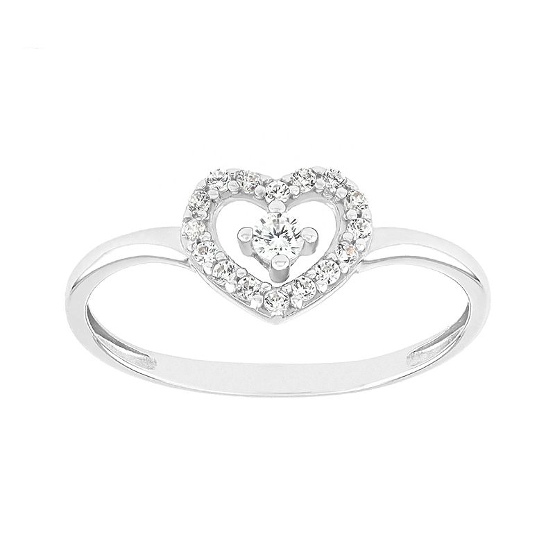 Bague femme coeur or 375/1000 blanc et oxydes edo09sa025gz - bagues-femmes - edora