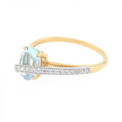 Bague femme or 375/1000 bicolore et aigue-marine - bagues-femmes - edora - 1