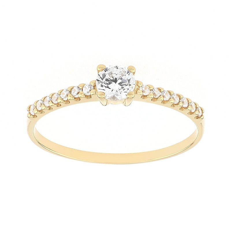 Bague femme solitaire accompagné or 375/1000 jaune et oxydes - bagues-femmes - edora