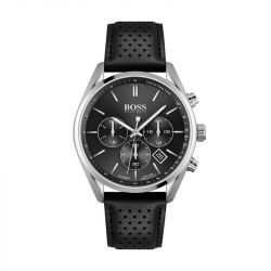 Montre homme chronographe champion boss cuir noir - montres-homme - edora - 0