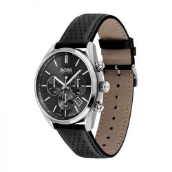 Montre homme chronographe champion boss cuir noir - montres-homme - edora - 1