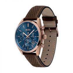 Montre homme chronographe boss cuir brun - montres-homme - edora - 1