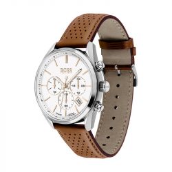 Montre homme chronographe champion boss cuir marron - montres-homme - edora - 1