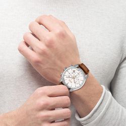 Montre homme chronographe champion boss cuir marron - montres-homme - edora - 3