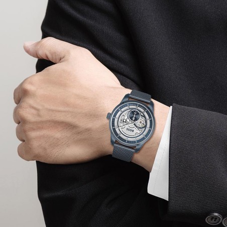 Montre homme automatique sophio boss acier bleu – montres homme