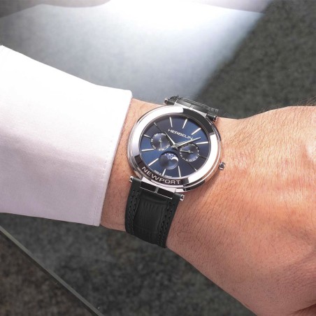 Montre homme newport slim michel herbelin cuir gris noir  – montres homme