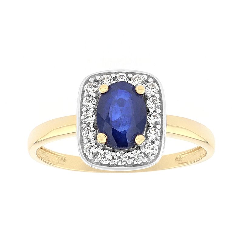 Bague femme entourage or 375/1000 bicolore et saphir  - bagues-femmes - edora