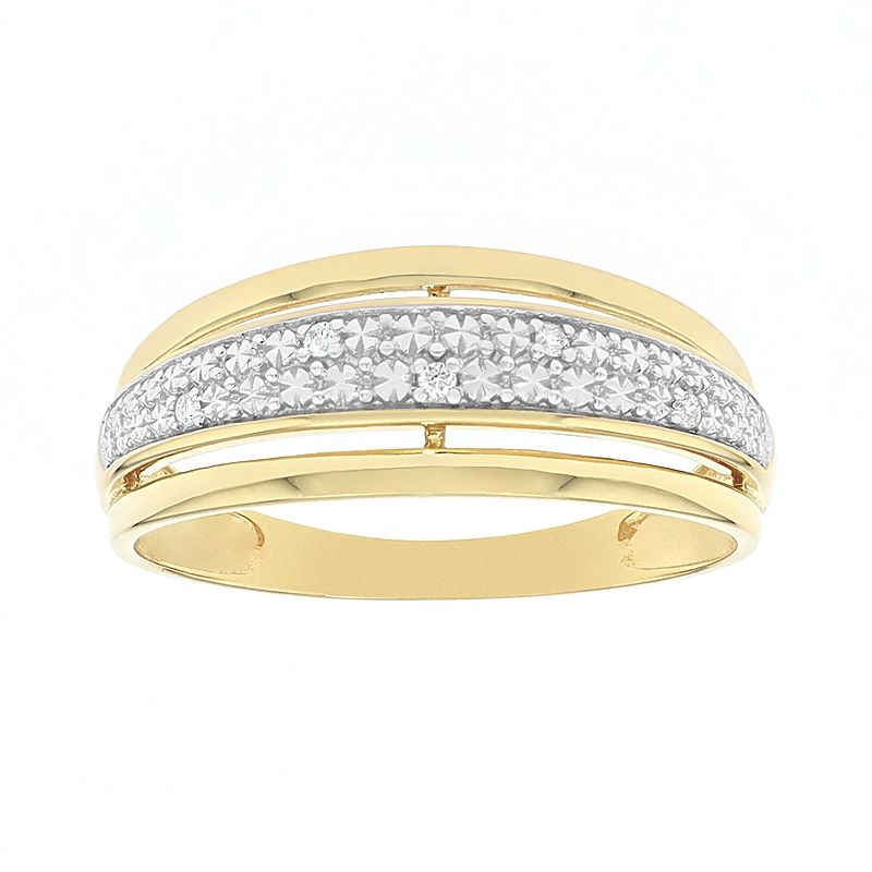 Bague femme pavage or 375/1000 bicolore et diamants - bagues-femmes - edora