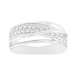 Bague femme pavage or 375/1000 blanc et oxydes - bagues-femmes - edora - 0