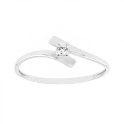 Bague femme solitaire or 375/1000 blanc et oxyde - bagues-femmes - edora - 0