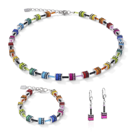 Boucles d’oreilles femme coeur de lion geocube classique polaris &amp; strass multicolore acier inoxydable – boucles d'oreilles femme