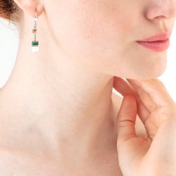 Boucles d’oreilles pendantes argent, or, perles & or blanc femme - boucles-d-oreilles-femme - edora - 2