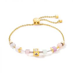 Bracelet femme coeur de lion geocube precious & slider closure or multicolore pastel acier inoxydable - bracelets-femme - edora - 0