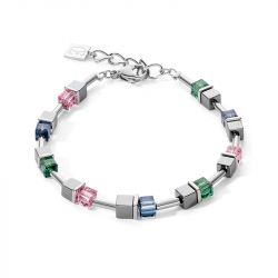 Bracelet femme coeur de lion cube story colour couple hÉmatite vintage acier inoxydable - bracelets-femme - edora - 0