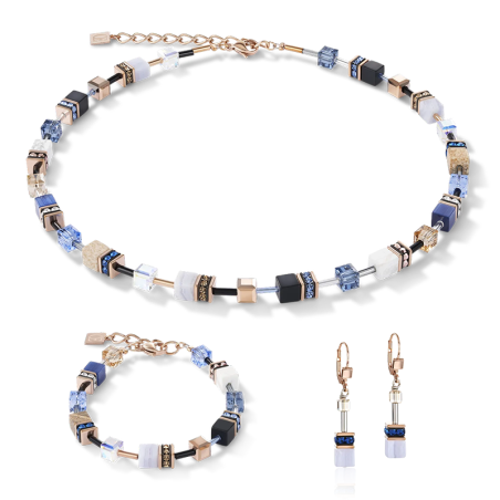 Bracelet femme coeur de lion geocube cristaux &amp; pierres précieuses bleue-beige acier inoxydable – bracelets femme