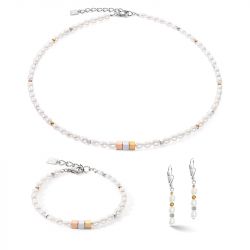 Bracelet femme coeur de lion cube trilogy & perles d'eau douce ovales acier inoxydable - bracelets-femme - edora - 2
