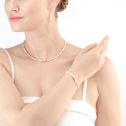 Bracelet femme coeur de lion cube trilogy & perles d'eau douce ovales acier inoxydable - bracelets-femme - edora - 1