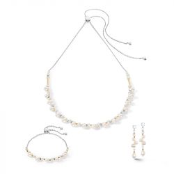 Bracelet femme coeur de lion dancing perles d'eau douce bracelet bicolor acier inoxydable - bracelets-femme - edora - 2