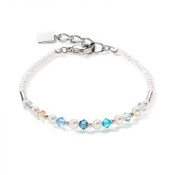Bracelet femme coeur de lion princess pearls argent bleu clair acier inoxydable - bracelets-femme - edora - 0