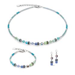 Collier femme coeur de lion cube story sparkling bleu-verte acier inoxydable - colliers-femme - edora - 2