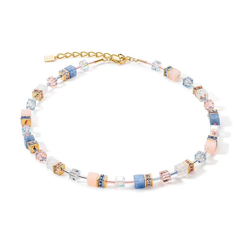 Collier femme coeur de lion geocube iconic precious bleu clair acier inoxydable - colliers-femme - edora