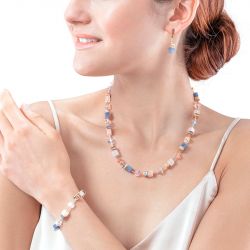 Collier femme coeur de lion geocube iconic precious bleu clair acier inoxydable - colliers-femme - edora - 1