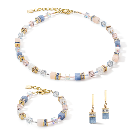 Collier femme coeur de lion geocube iconic precious bleu clair acier inoxydable – colliers femme