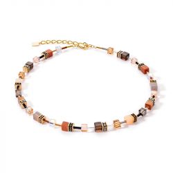 Collier femme coeur de lion geocube iconic precious brun acier inoxydable - colliers-femme - edora - 0