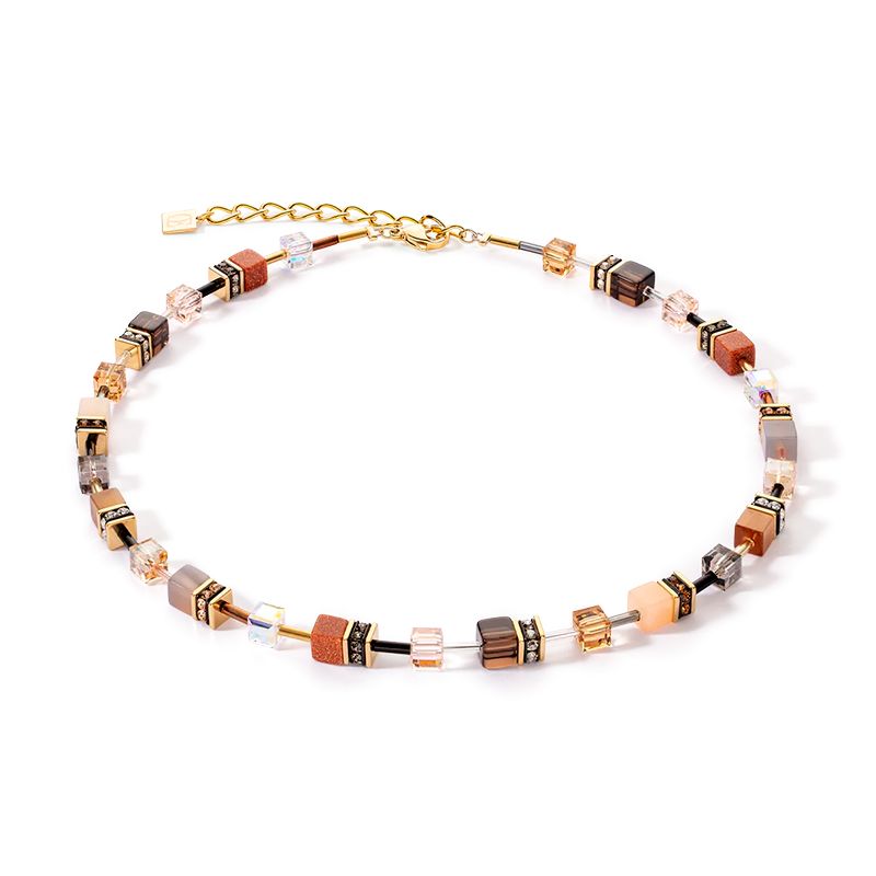 Collier femme coeur de lion geocube iconic precious brun acier inoxydable - colliers-femme - edora