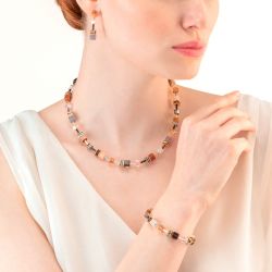 Collier femme coeur de lion geocube iconic precious brun acier inoxydable - colliers-femme - edora - 1