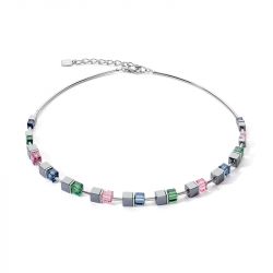 Collier femme coeur de lion cube story colour couple hÉmatite vintage  acier inoxydable - colliers-femme - edora - 0