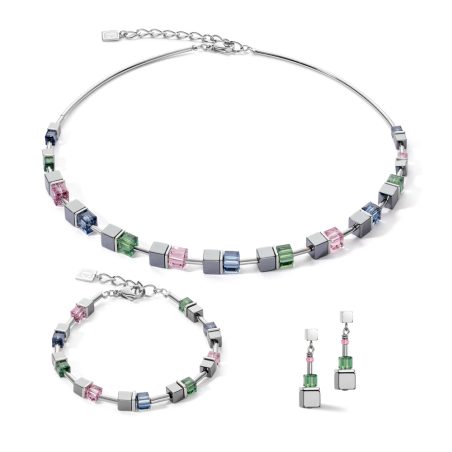 Collier femme coeur de lion cube story colour couple hématite vintage  acier inoxydable – colliers femme