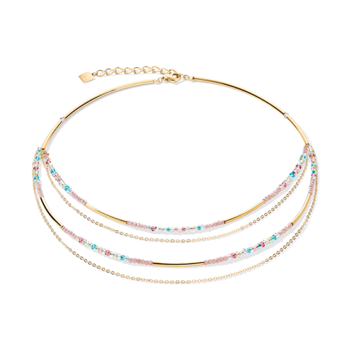 Collier Femme COEUR DE LION  WATERFALL DELICATE OR MULTICOLOR PASTELL ROMANTIC Acier inoxydable